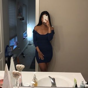 Off the shoulder ruched mini dress
